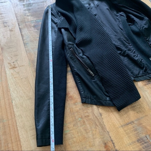 BLANKNYC  Drape-Front Quilted Faux-Leather Black Jacket Size Medium - Picture 5 of 14